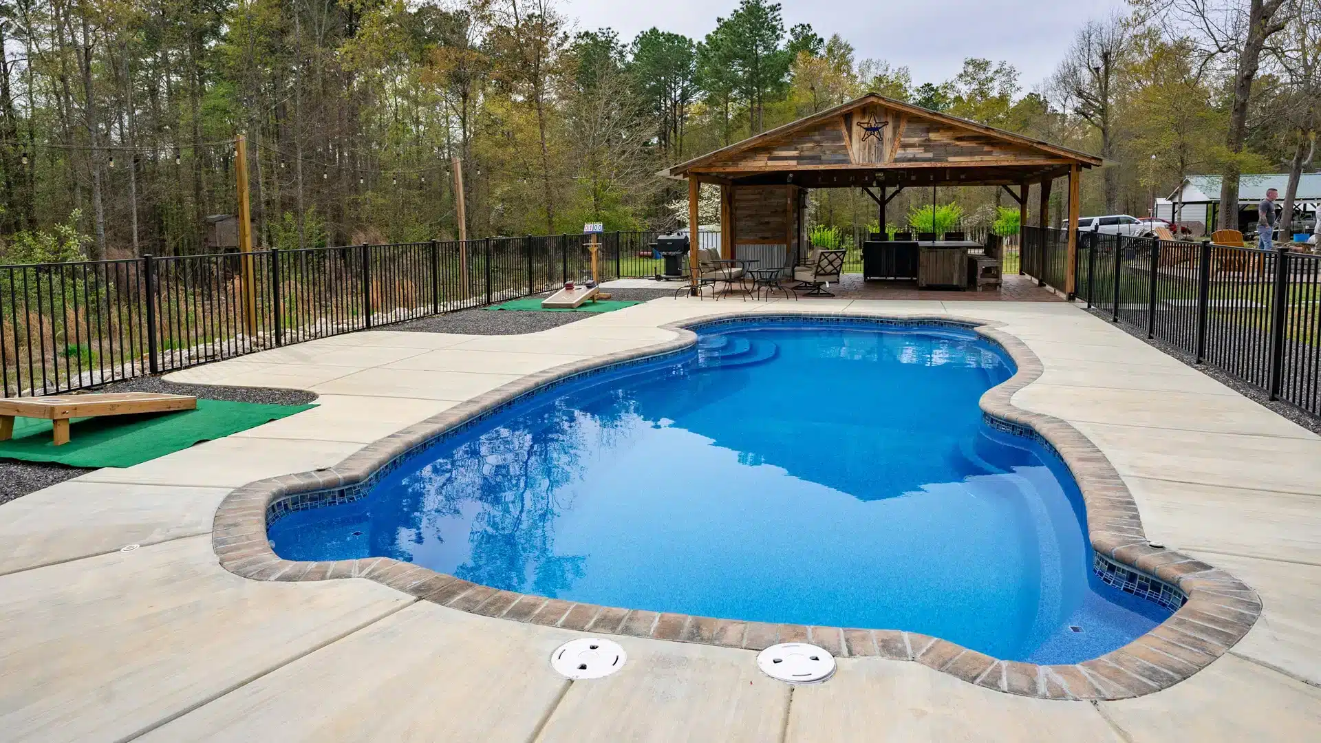 View of the Newman project showing freeform pool design