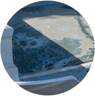Graphic showing second sign indicating pool liner needs replacement