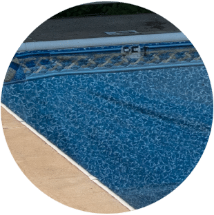 Graphic showing third sign indicating pool liner needs replacement